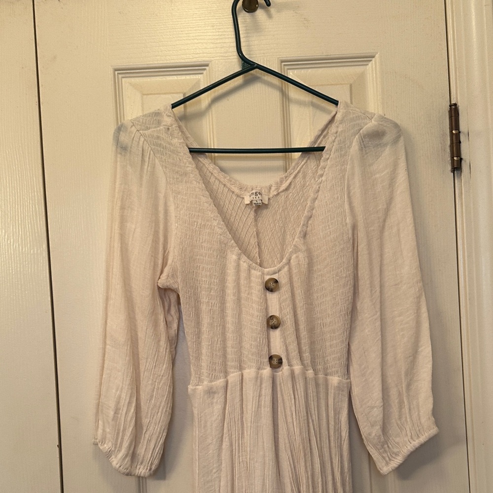 Umgee Cream Midi Dress with Button Detail